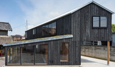 planted roof extends garden over tato architects’ timber house in mibu, japan
