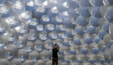 inflatable pavilion by pneuhaus mimics dragonfly’s compound vision