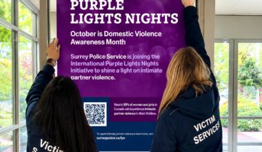 Surrey ‘shines purple’ as community joins in solidarity for Purple Light Nights campaign
