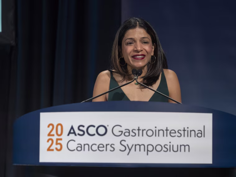 Dr. Shroff speaks during Welcome of the day from Dr. Rachna Shroff, ASCO GI25 Program Committee Immediate Past Chair