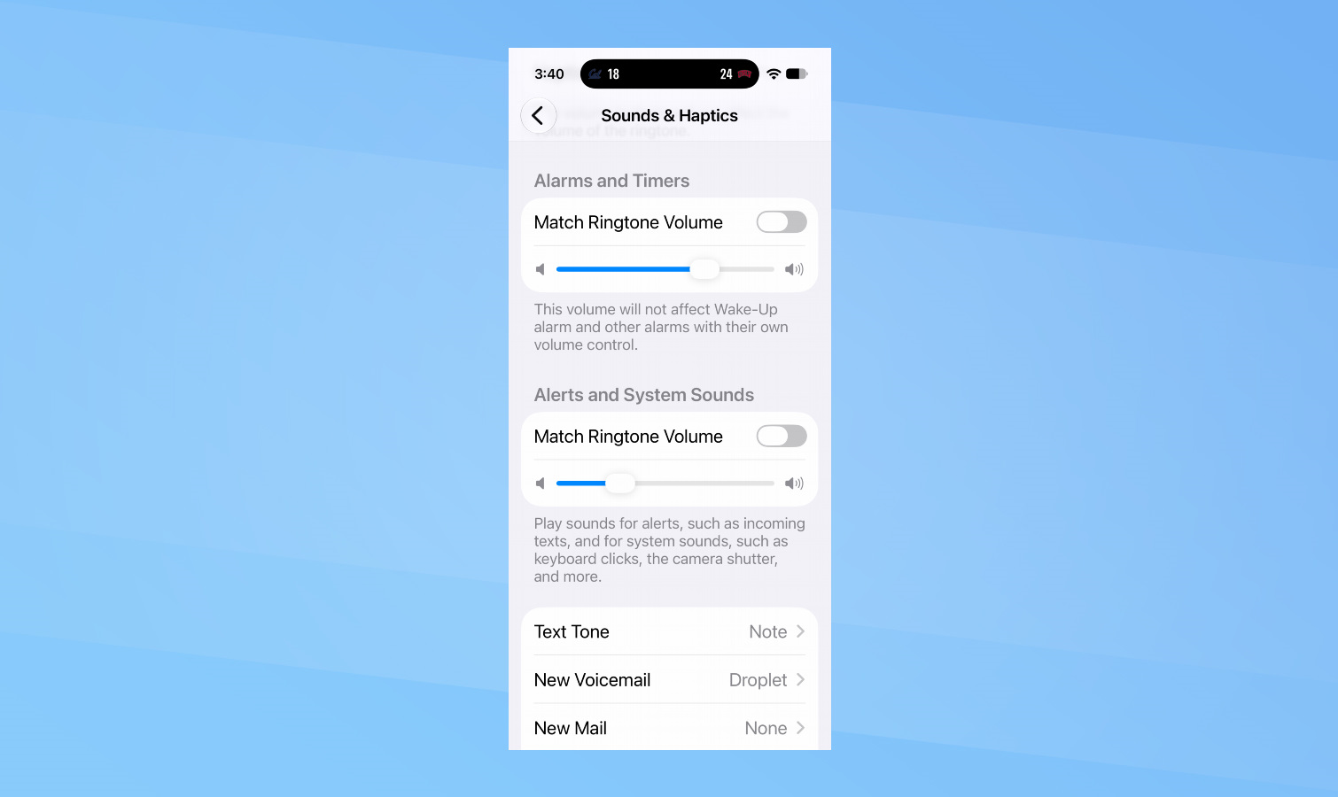 iOS 27 - Set different alarm and alert volumes.