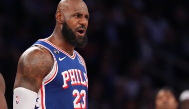 LeBron James talks smack with Knicks fans in victorious 76ers debut : NPR