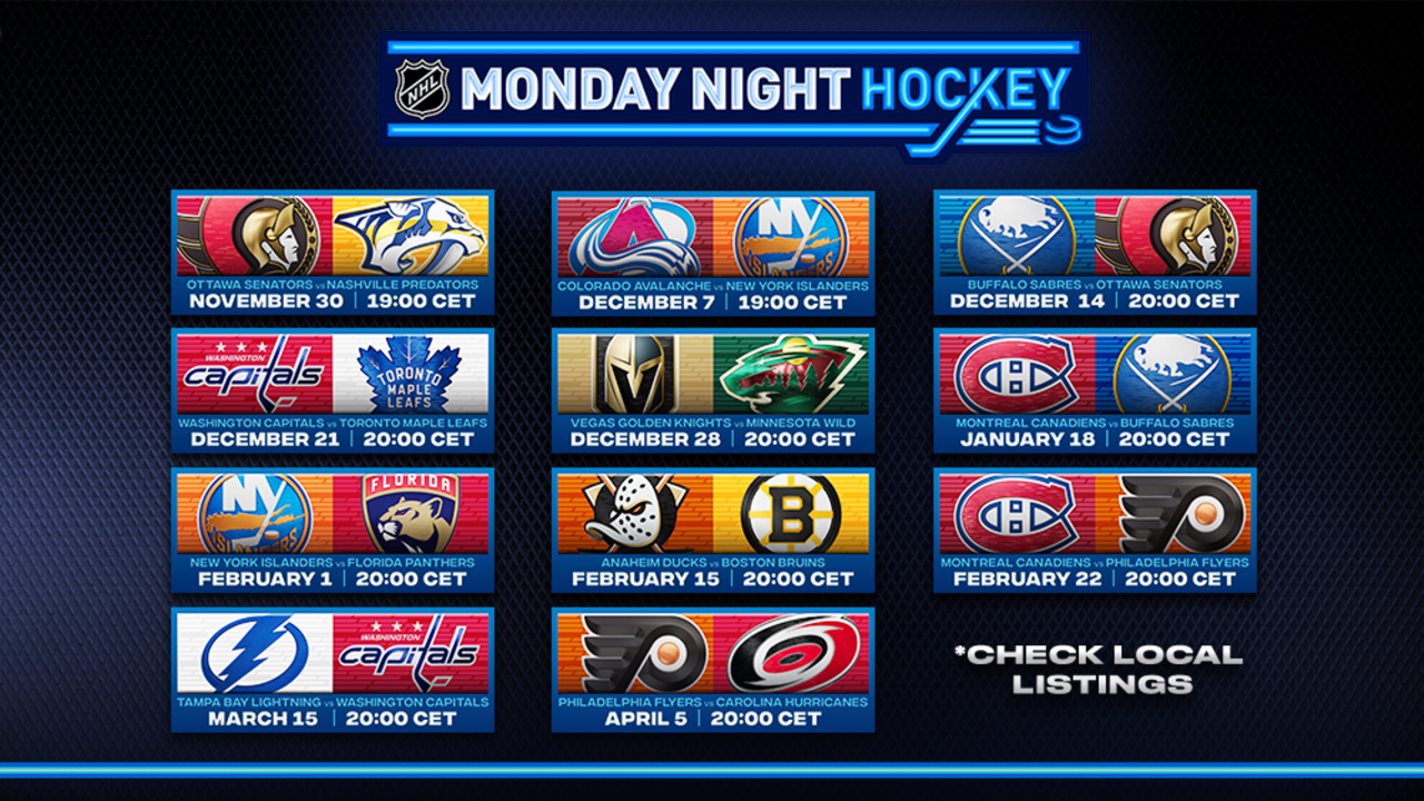 NHL Monday Night Hockey to broadcast live games in European prime time