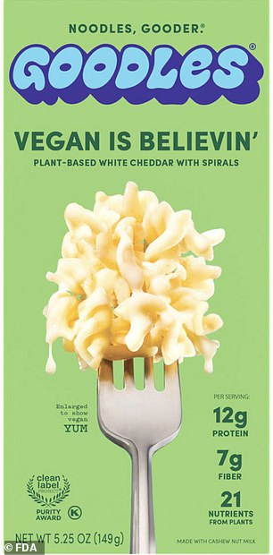 Another recalled product, a vegan cheese pasta