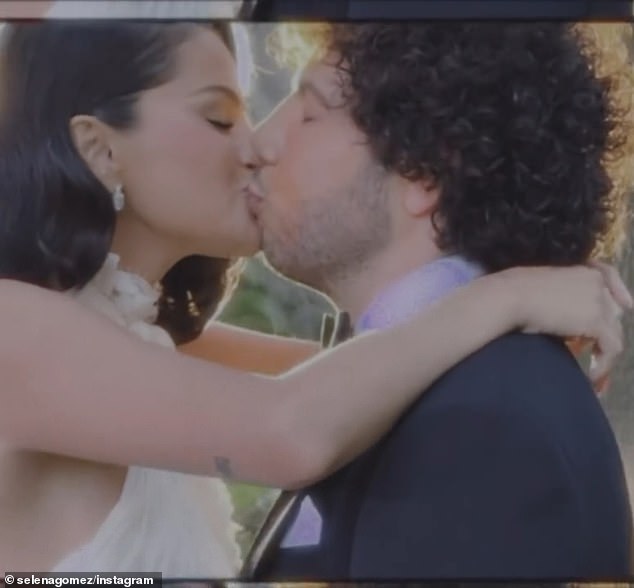 The happy couple were seen gazing into each other's eyes, before Gomez wrapped her arms around Blanco and drew him in for the kiss