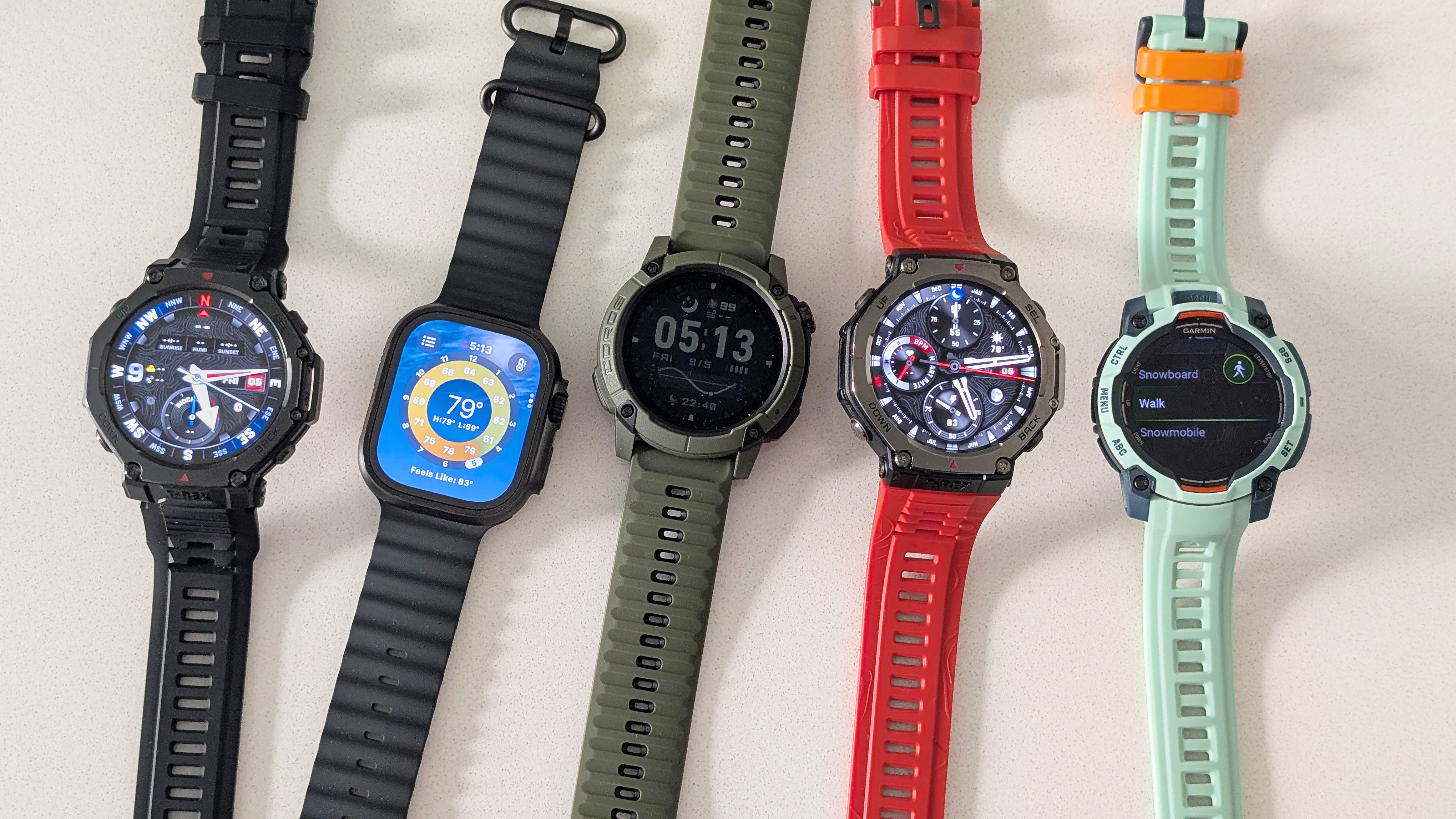 Amazfit T-Rex 3 Pro, Apple Watch Ultra 2, Coros Nomad, Amazfit T-Rex 3, Garmin Instinct 3