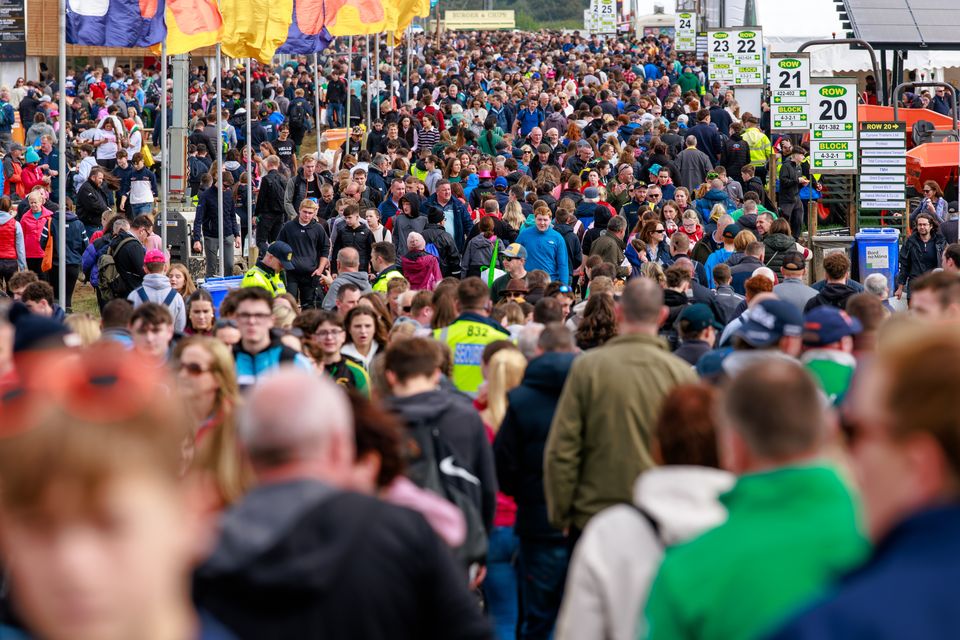 Large crowds on the first day of the National Ploughing Championships in Screggan, Tullamore, Co. Offaly. Pic: Mark Condren