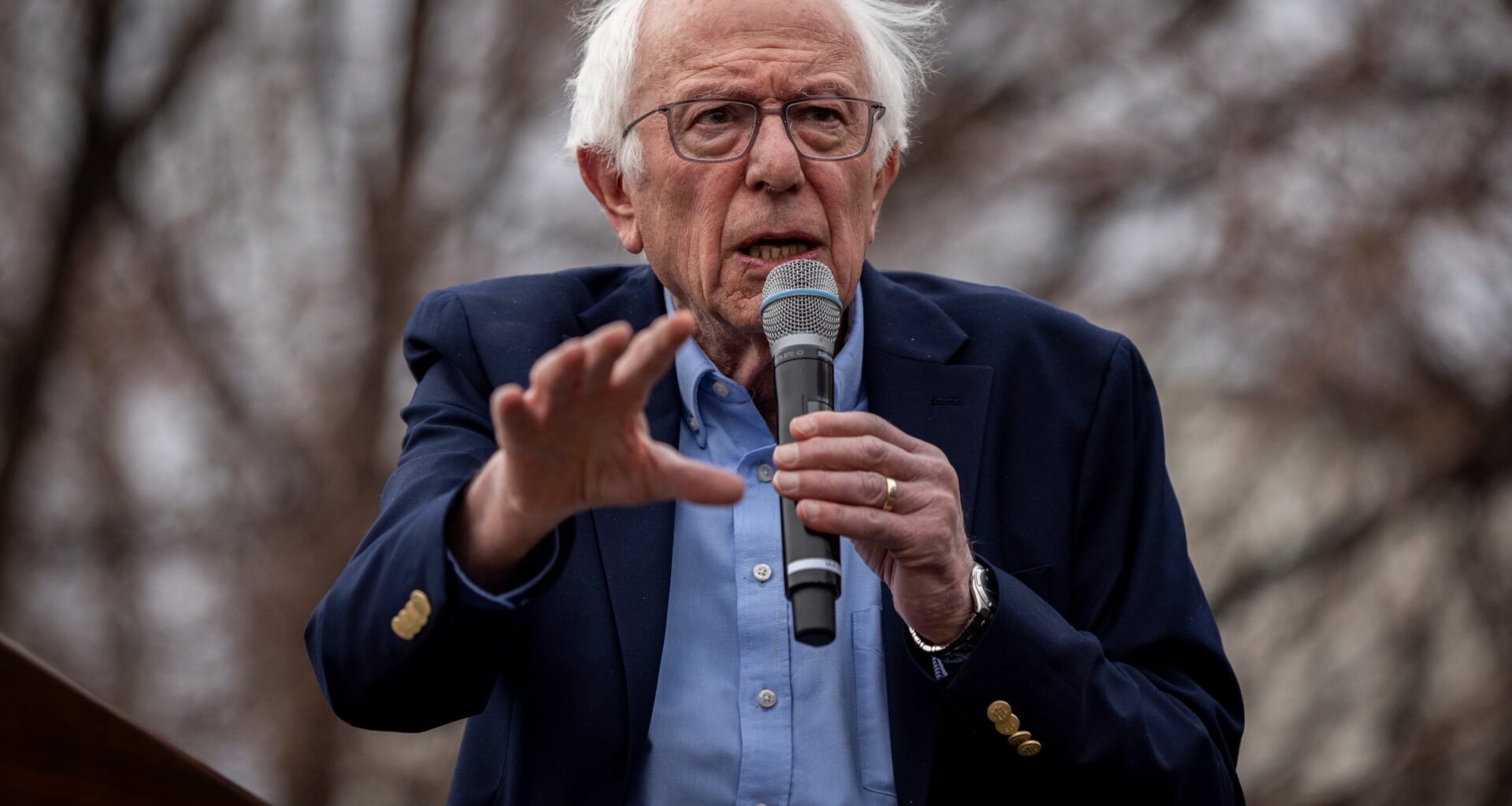 Senator Bernie Sanders (I-Vermont) speaks during a rally.
