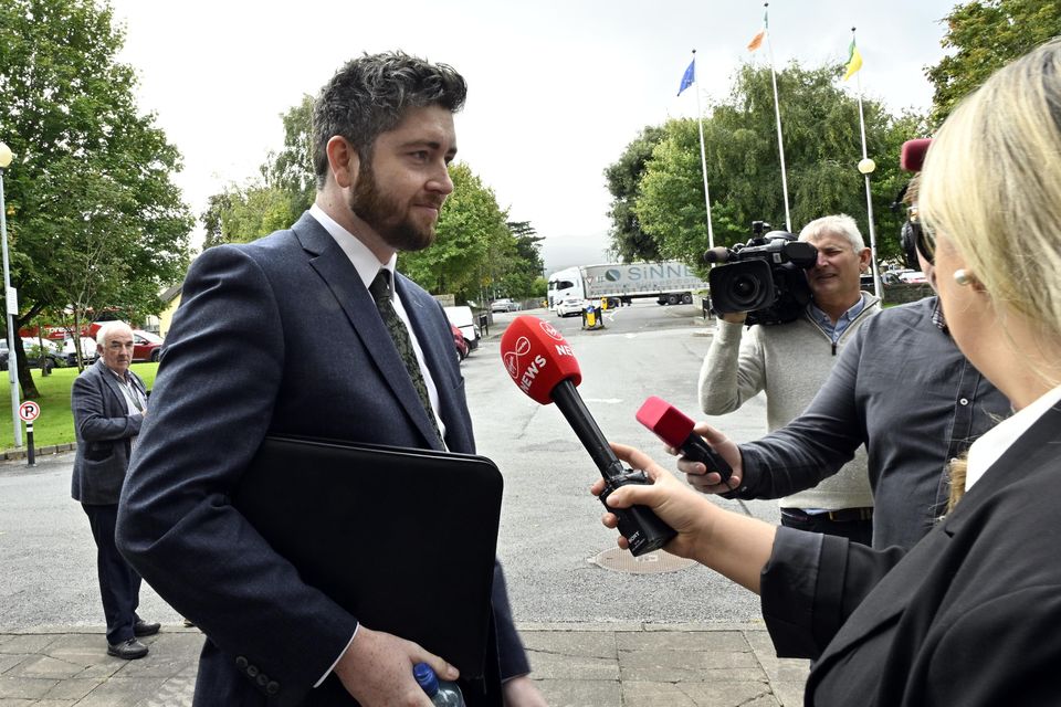 Presidential hopeful Gareth Sheridan arrives before addressing Kerry County Council. Photo: Don MacMonagle