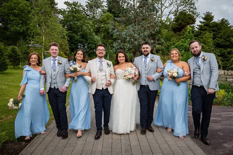 Abbey Desmond and Tadhg Lane with their wedding party. Pictures: Dermotsullivan.com 