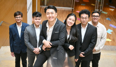 SMU students (from left) Saurabh Maskara, Kendrick Poon, Isaiah Chia, Arin Mak, Kevin Tan and Ryan Bangras developed a tool that aims to find young people facing issues. The tool clinched top prize at this year’s Dell InnovateFest.