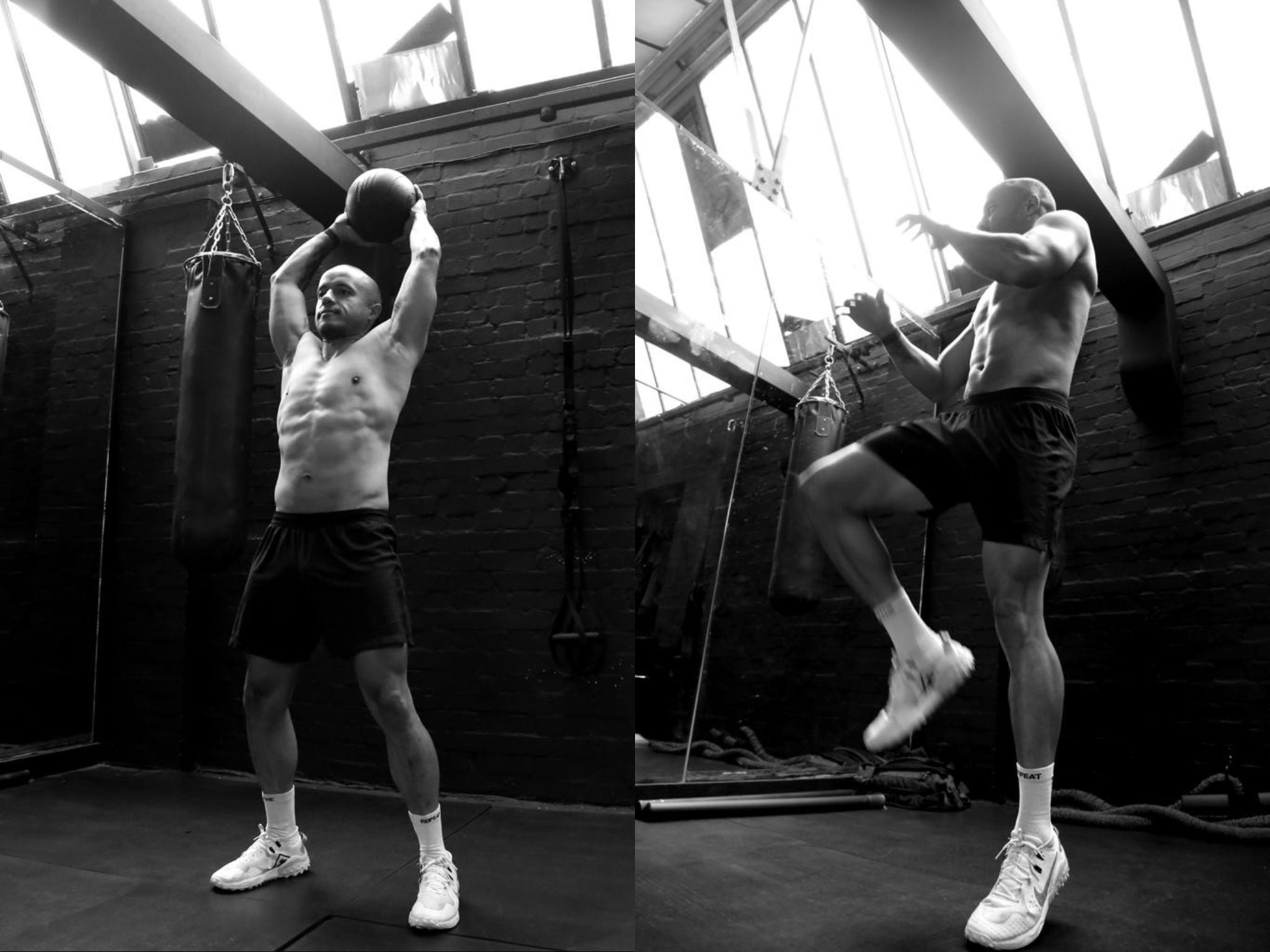 Harry Styles' trainer Thibo David completing a workout