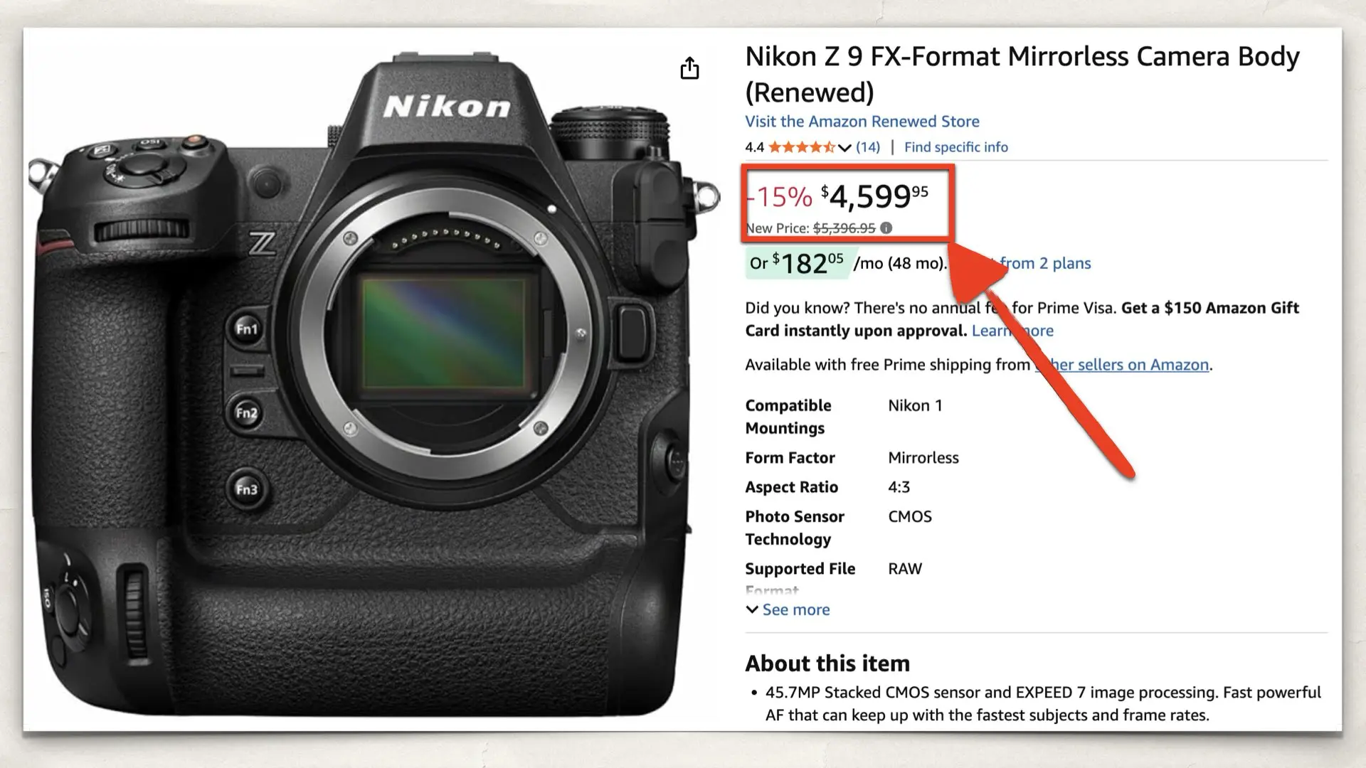 The Nikon Z9 on Amazon Renewed