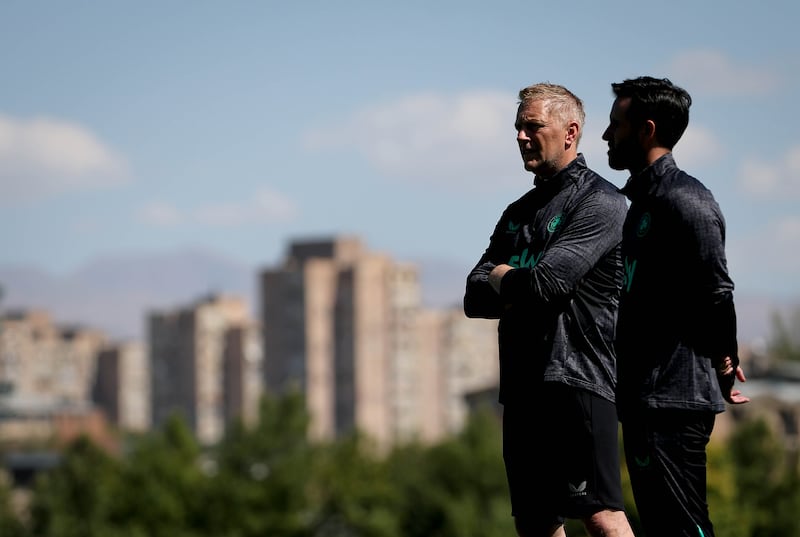 Ireland head coach Heimir Hallgrímsson during Monday's squad training session in Yerevan, Armenia. Photograph: Ryan Byrne/Inpho