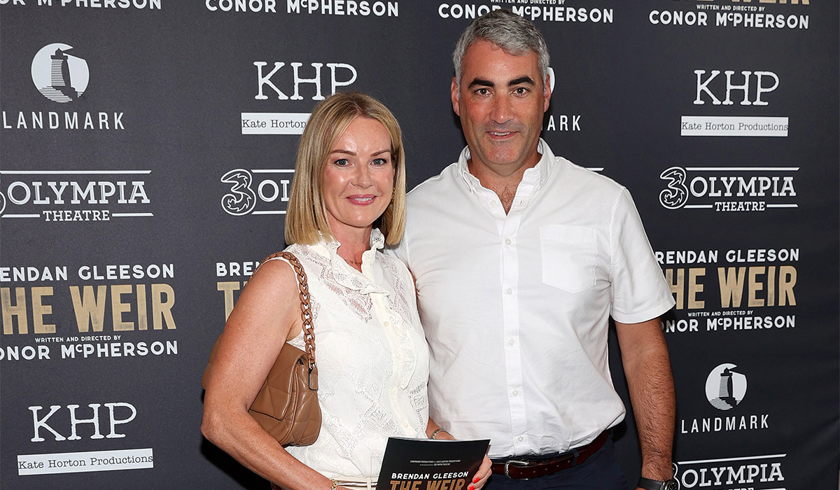 Claire Byrne and her husband Gerry Scollan at the opening night of the Landmark Productions and Kate Horton Productions presentation of The Weir in association with 3Olympia Theatre, Dublin. Pic: Brian McEvoy
