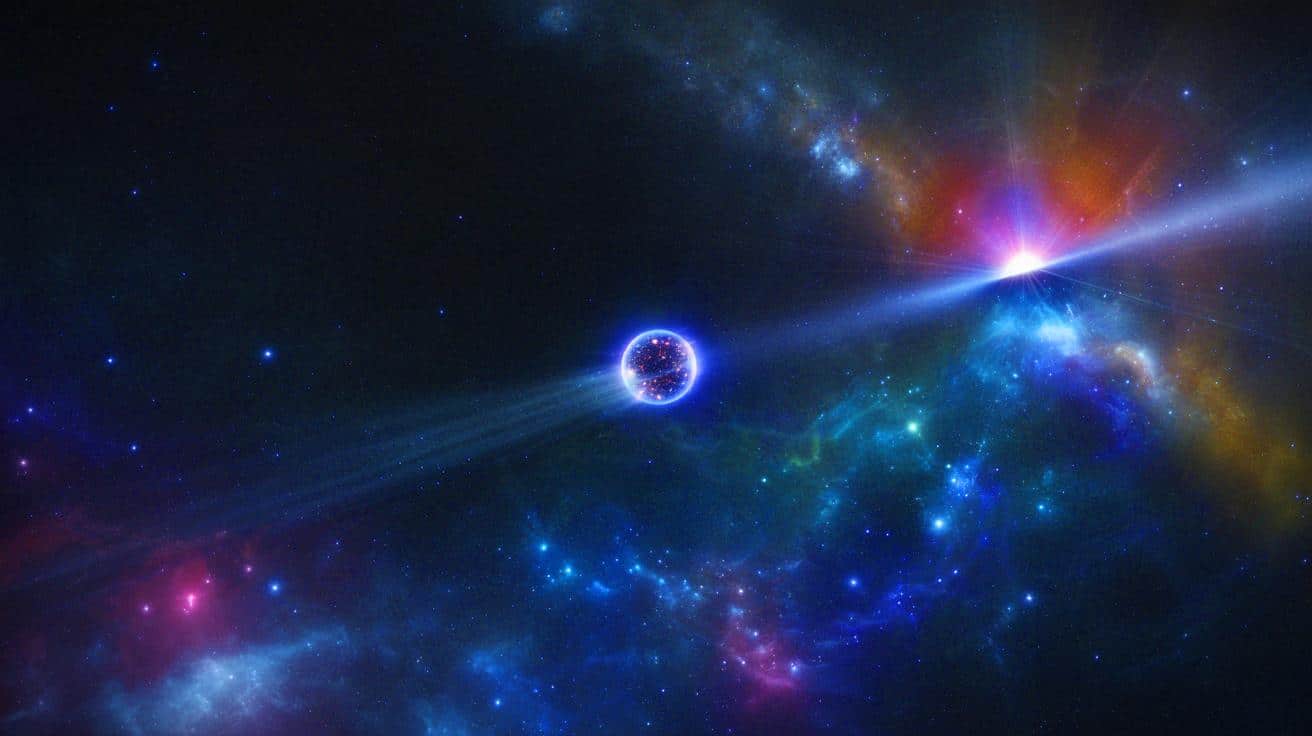Illustration of the detection of an extraordinarily energetic neutrino linked to primordial black holes.