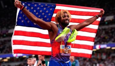 Four-star Noah Lyles storms to another gold as Femke Bol retains hurdles title