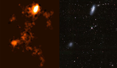 An image of the diffuse hydrogen emission seen by ASKAP overlaid with an optical image of the region. Credit: ICRAR, N. Deg, Legacy Surveys (D.Lang / Perimeter Institute)