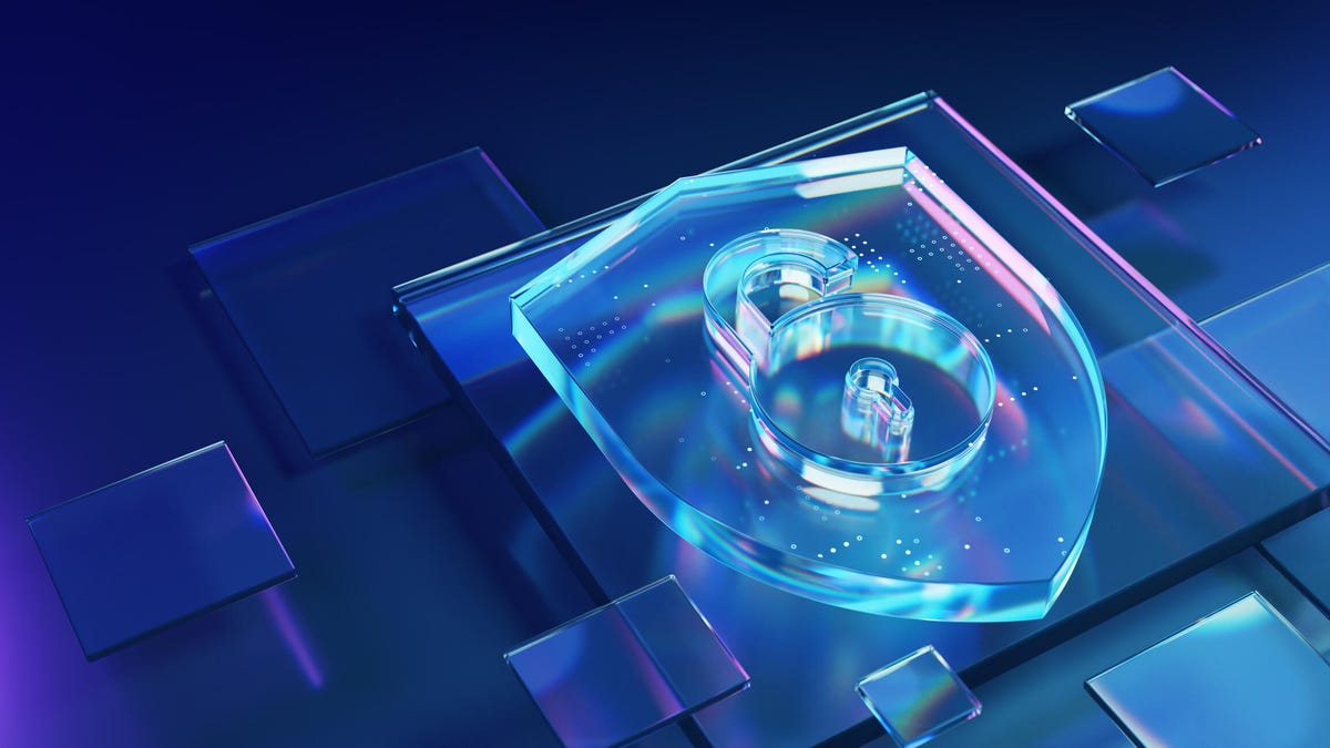 Conceptual rendering of a glass shield containing a padlock