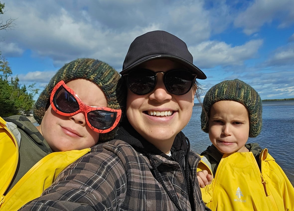 Hilary Fry with her four-year-old twins Reid and Noah. 