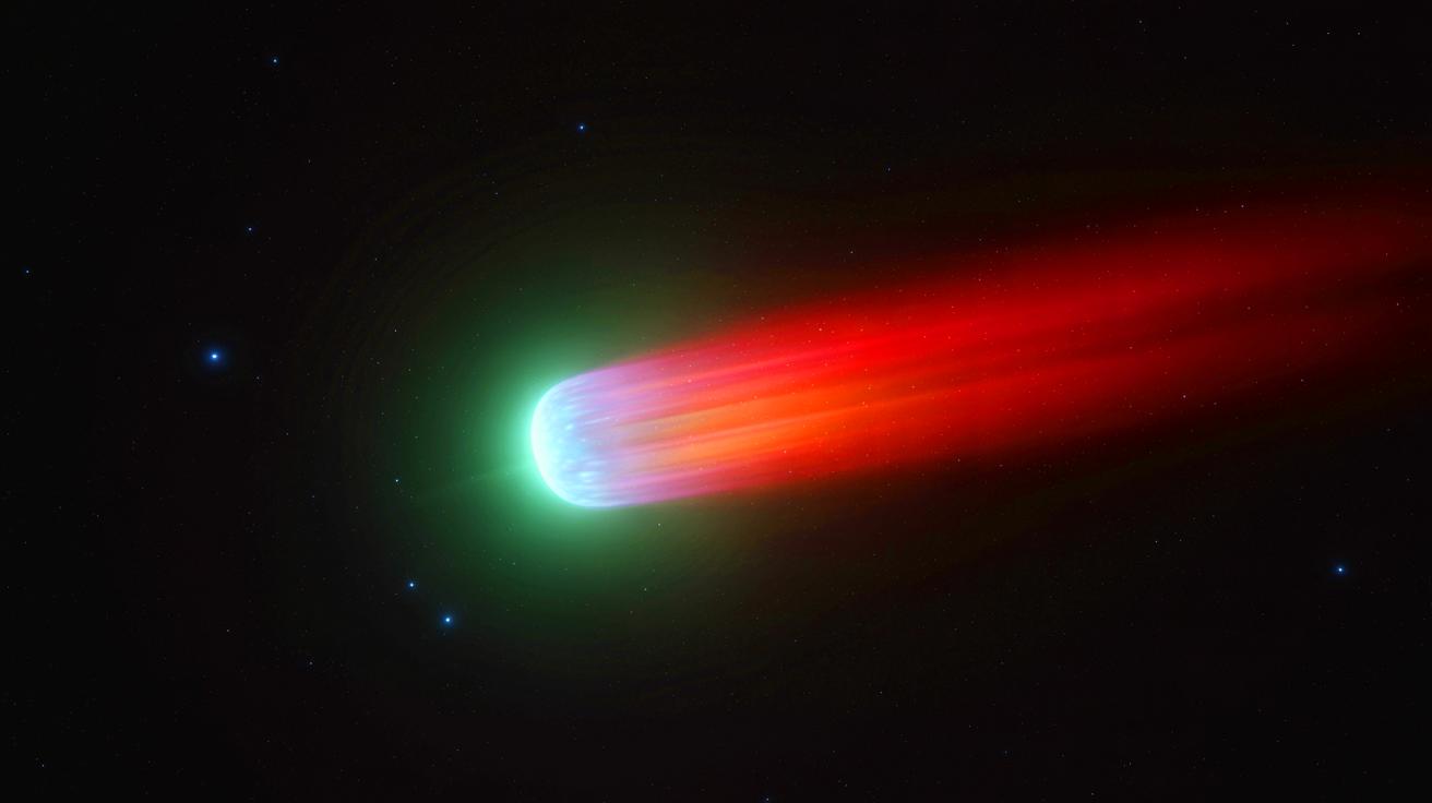 Illustration of the interstellar comet 3I/ATLAS traveling through the solar system with its unique chemical composition and trajectory.