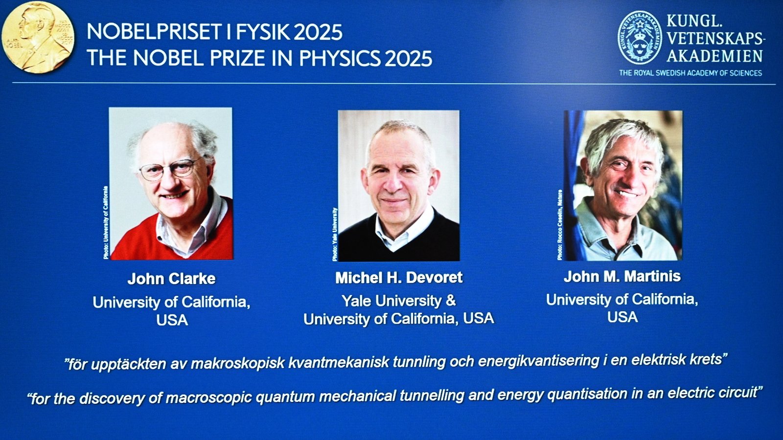 Trio win Nobel Prize for Physics