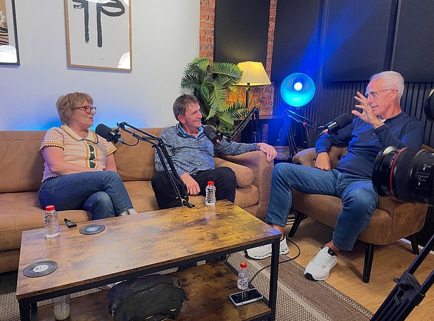 Speaking on the debut episode (pictured) of his podcast, Woody Unscripted, of which the Daily Mail has been given an exclusive preview, Mike and Karen talk with former Republic Ireland player and manager Mick McCarthy who is Mike's best friend of 41-years and Aimee-Lou's godfather