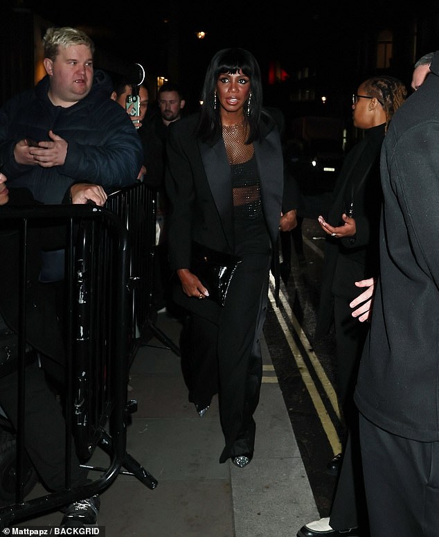 Singer-songwriter Shazney Lewis wowed in a blazer and mesh black top