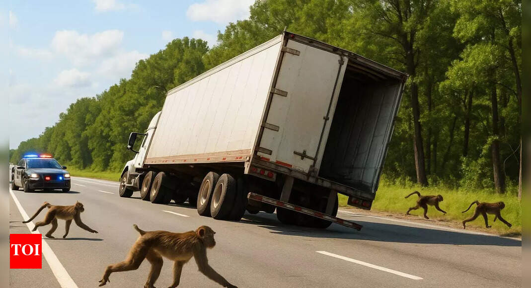 Monkey madness in Mississippi: Lab monkeys escape from truck after highway crash | World News
