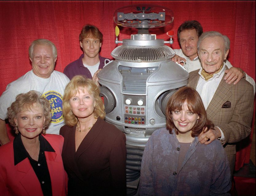 June Lockhart with the crew from television series Lost in Space in Boston in 1995 (Steven Senne/AP)