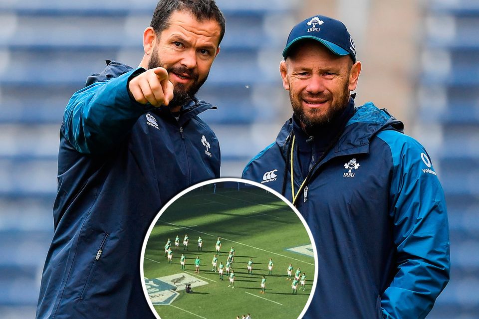 Andy Farrell and Greg Feek before the 2016 game which started with the now famous figure of eight in honour of Anthony Foley