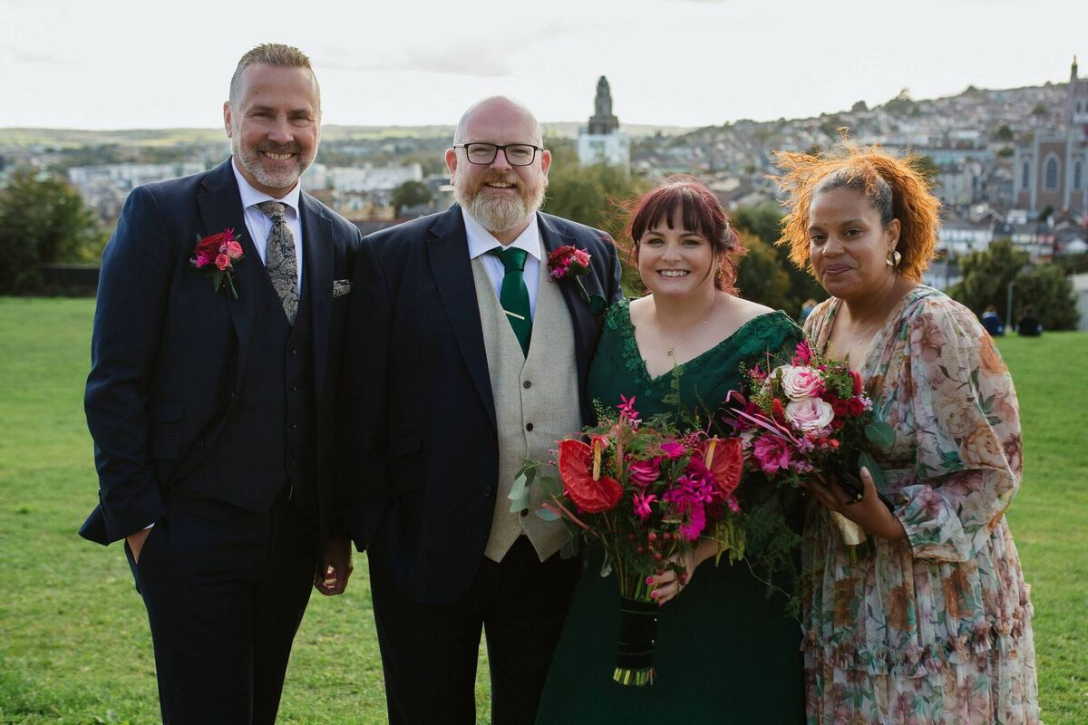 Nancy and Paul with the man and maid of honour; John Sych of Traverse City, Michigan and Jessica Reinhardt of Frankfurt, Germany.  Nancy and Paul with the man and maid of honour; John Sych of Traverse City, Michigan and Jessica Reinhardt of Frankfurt, Germany.