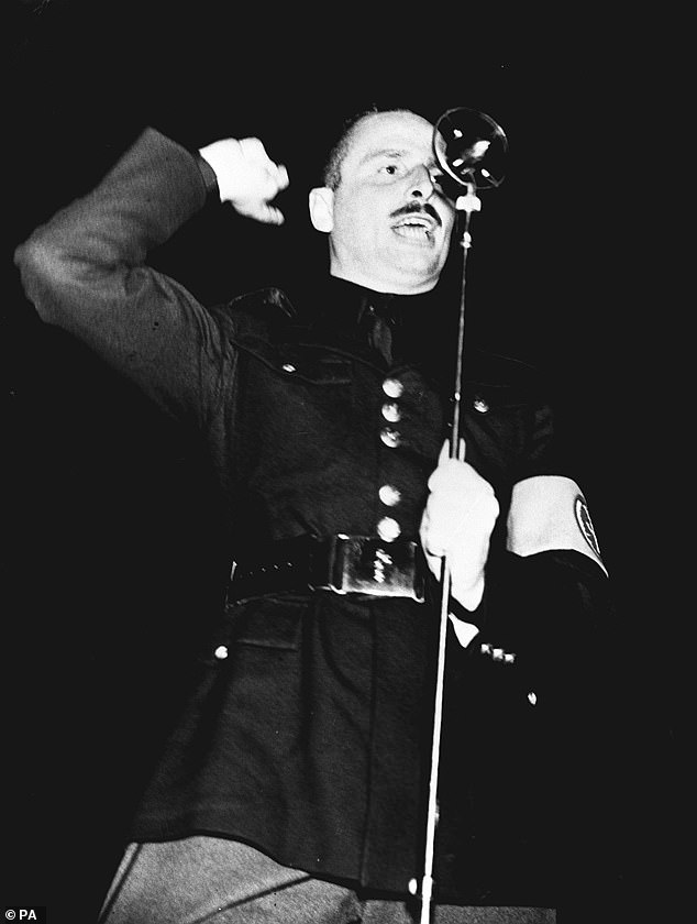 In May 1940, as Hitler swept through France, Mosley (pictured in 1936) was imprisoned in Brixton under Defence Regulation 18b, which meant the Home Secretary could jail ¿any particular person if satisfied that it is necessary to do so¿