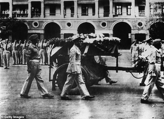 The funeral procession of British Minister Resident in the Middle East, Walter Edward Guinness in 1944