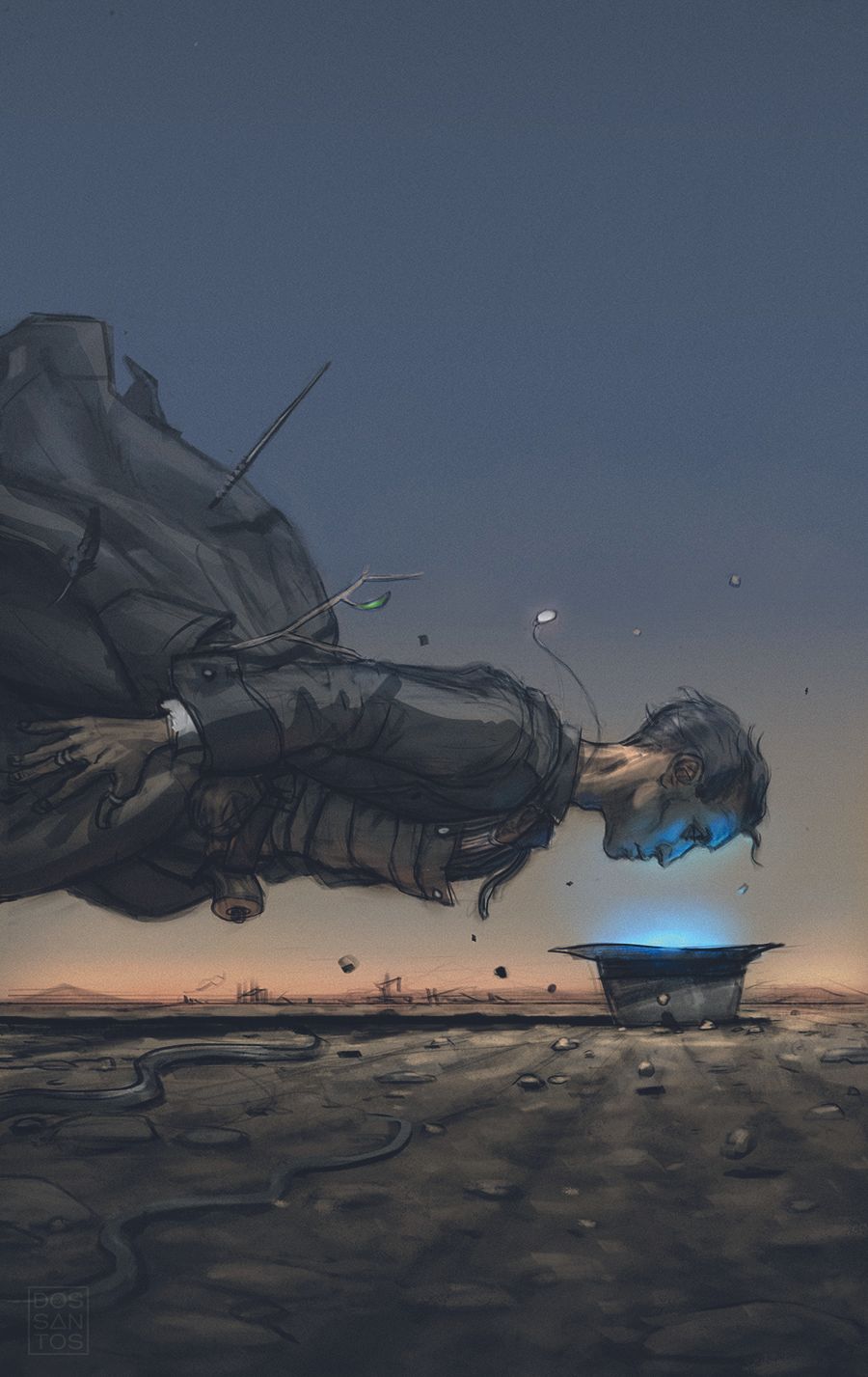 A sketch for book cover art by Dan Dos Santos