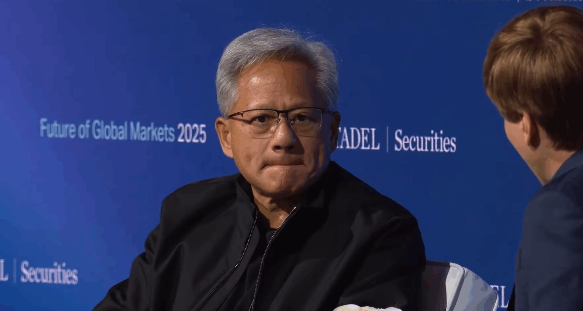 Jensen Huang is interviewed at a Citadel Securities event.