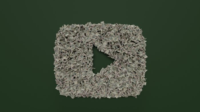 YouTube logo made of dollar bills