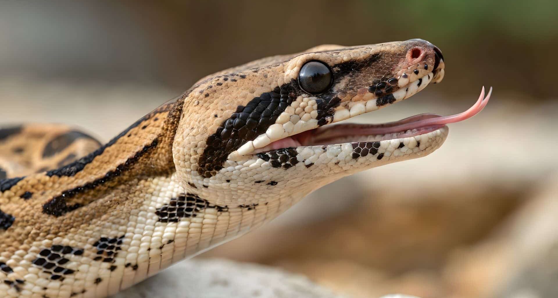A Captivating Close Up Of A Snake With Its Forked Tongue Extended.