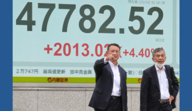 Asian markets mostly higher in quiet holiday trading after AI deals push Wall St to more records