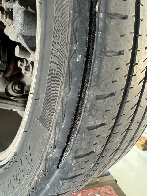 Tyre about to burst
