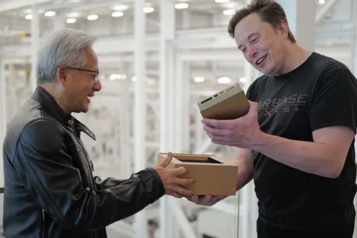 Elon Musk Receives the First-Ever NVIDIA-Signed DGX Spark from Jensen Huang