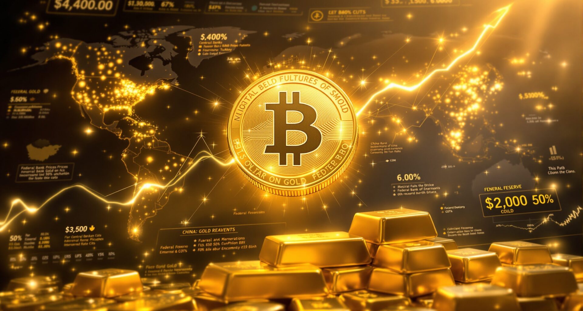 Bitcoin and gold visualizing $4,000 breakout.