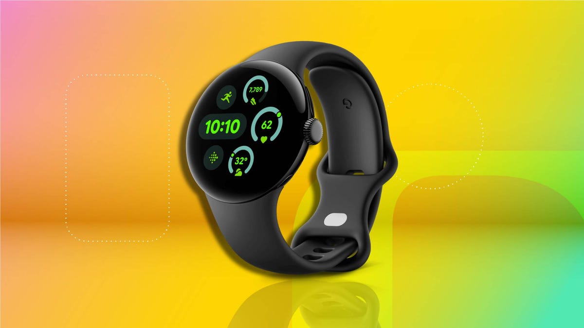 Google Pixel Watch 3 on green background