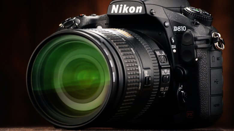 Close up of Nikon D810 DSLR camera
