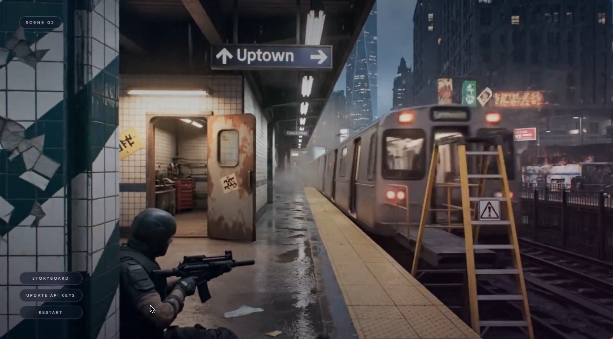 A train births a ladder.