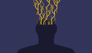 An image of a faceless human silhouette (chest up) with exposed microchip contacts and circuitry erupting from its open head. This visual metaphor explores transhumanism, AI integration, or the erosion of organic thought in the digital age.