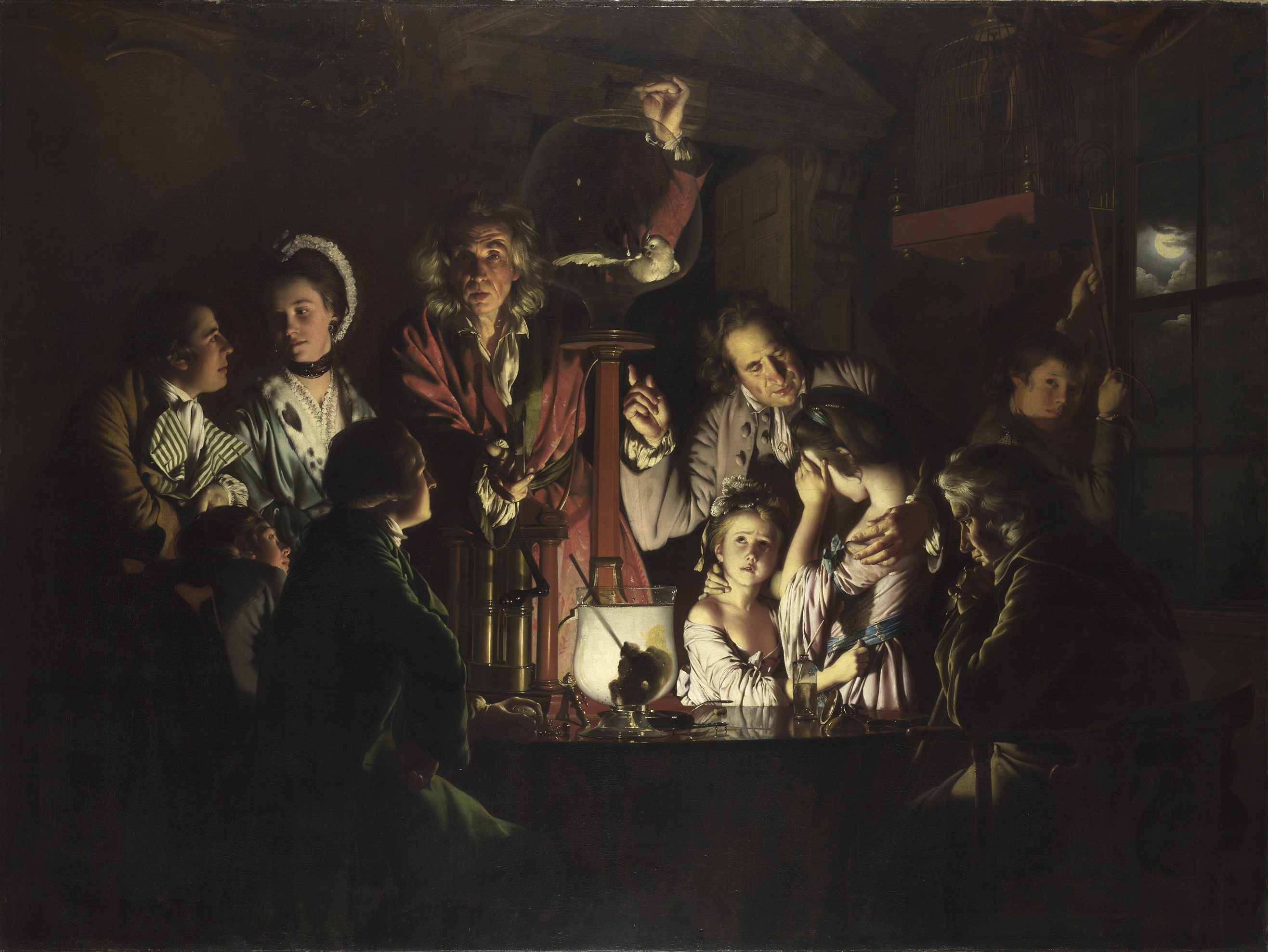 Illustration of Joseph Wright 'of Derby''s An Experiment on a Bird in the Air Pump.