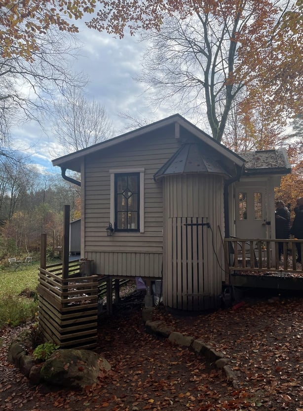 A small cabin in a forest