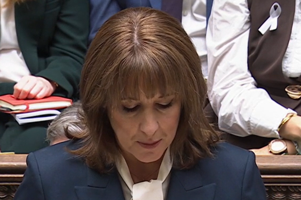 Chancellor Rachel Reeves giving her speech this lunchtime