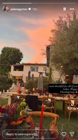 Selena Gomez / Instagram The couple hosted a backyard Thanksgiving dinner.